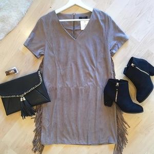 NWT Suede Side Fringe Dress